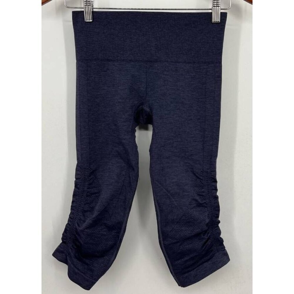 Lululemon Blue Ruched Crop Legging Women Athletic Walking Run Athleisure 4 6 EUC